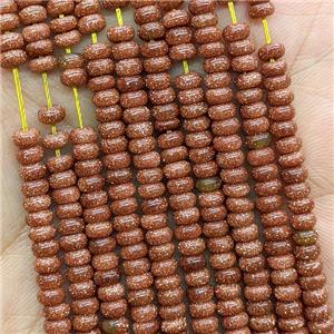 Gold Sandstone Rondelle Beads Smooth, approx 4mm