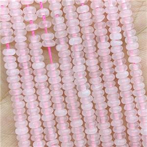 Natural Pink Rose Quartz Beads Smooth Rondelle, approx 4mm