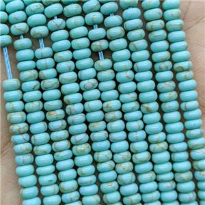 Synthetic Turquoise Beads Smooth Rondelle Teal, approx 4mm