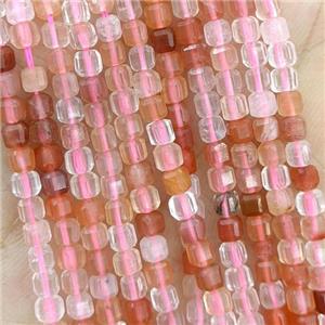 Red Quartz Beads Faceted Cube, approx 3mm