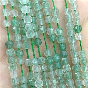 Natural Green Strawberry Quartz Beads Faceted Cube, approx 3mm