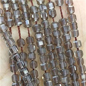 Smoky Quartz Beads Faceted Cube, approx 3mm