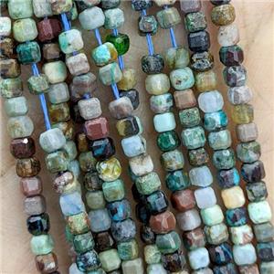 Natural Chrysocolla Beads Multicolor Faceted Cube, approx 3mm