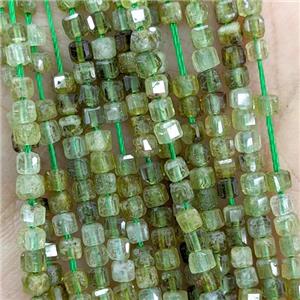 Natural Green Garnet Beads Faceted Cube, approx 2.5mm