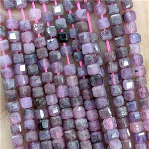 Natural Ruby Beads Faceted Cube, approx 2.5mm