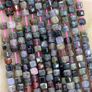 Natural Ruby Beads Multicolor Faceted Cube, approx 2.5mm