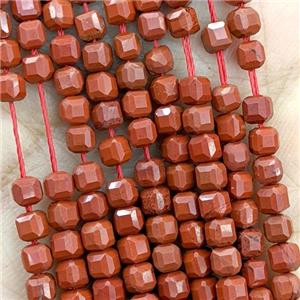 Natural Red Jasper Beads Faceted Cube, approx 3mm