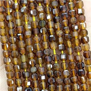 Natural Tourmaline Beads Yellow Faceted Cube, approx 2.5mm