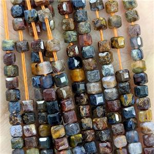 Natural Pietersite Jasper Beads Faceted Cube, approx 3mm