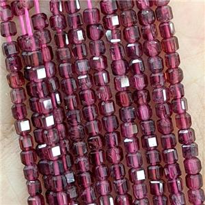 Natural Red Garnet Beads Faceted Cube, approx 2.5mm