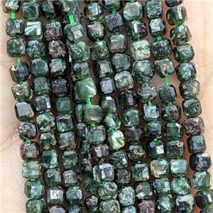Natural Green Charoite Beads Faceted Cube, approx 3mm