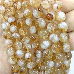 Natural Citrine Beads Yellow B-Grade Smooth Round, approx 10mm dia