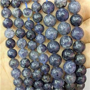 Natural Iolite Beads Inkblue Smooth Round, approx 8mm dia