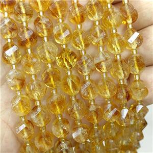 Natural Citrine Twist Beads S-Shape Faceted Yellow, approx 7-8mm