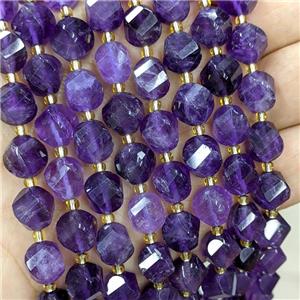 Natural Amethyst Twist Beads S-Shape Faceted Purple, approx 9-10mm