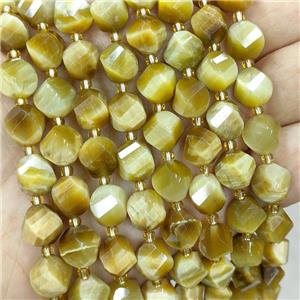 Golden Tiger Eye Stone Twist Beads S-Shape Faceted Dye, approx 9-10mm