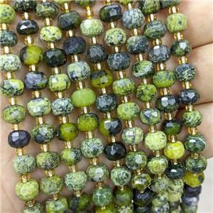Green Yellow Howlite Turquoise Jasper Beads Faceted Rondelle, approx 6-8mm