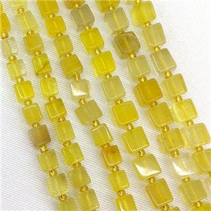 Natural Yellow Fluorite Cube Beads, approx 8-10mm