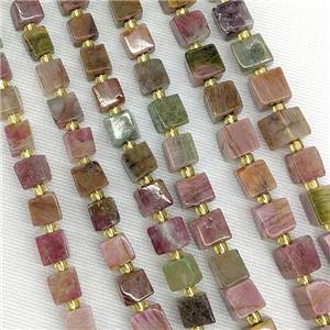 Natural Pink Tourmaline Beads Cube, approx 6-7mm