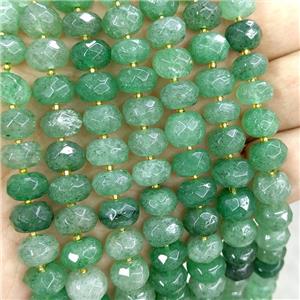 Natural Green Strawberry Quartz Beads Faceted Rondelle, approx 9-11mm