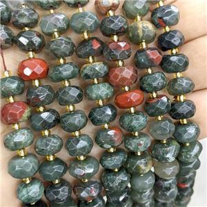 Natural African Bloodstone Beads Faceted Rondelle, approx 9-11mm