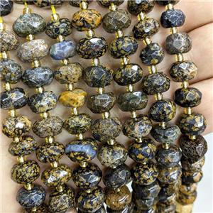 Natural Yellow Snowflake Jasper Beads Faceted Rondelle, approx 9-11mm