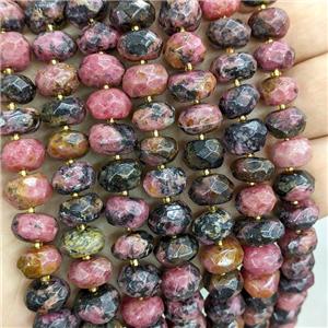 Natural Brazilian Rhodonite Beads Red Faceted Rondelle, approx 9-11mm