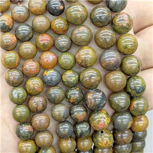 Natural Realgar Jasper Beads Brown Smooth Round, approx 6mm dia