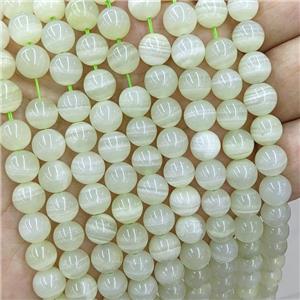 Green Selenite Beads Natural Color Smooth Round, approx 8mm dia