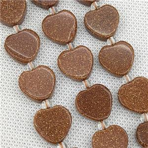 Gold Sandstone Heart Beads, approx 16mm