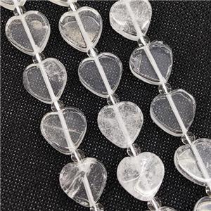 Natural Clear Quartz Heart Beads, approx 16mm