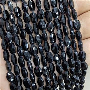 Natural Black Obsidian Beads Faceted Oval, approx 6-8mm