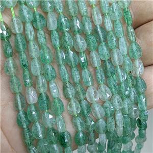 Natural Green Strawberry Quartz Teardrop Beads Faceted, approx 6-8mm