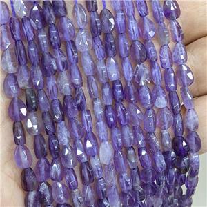 Natural Purple Amethyst Teardrop Beads Faceted, approx 6-8mm