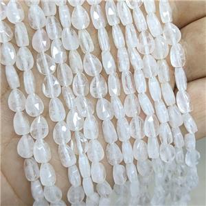 Natural Clear Quartz Teardrop Beads Faceted, approx 6-8mm