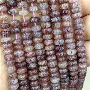 Natural Strawberry Quartz Beads Smooth Rondelle Pink, approx 7.8mm