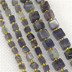 Natural Iolite Cube Beads Inkblue, approx 8-10mm
