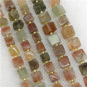 Natural Arusha Quartz Sunstone Cube Beads, approx 8-10mm