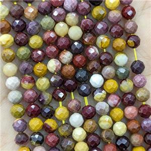 Natural Mookaite Beads Faceted Round Multicolor, approx 4mm