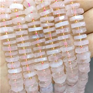 Natural Pink Rose Quartz Heishi Spacer Beads, approx 12-13mm