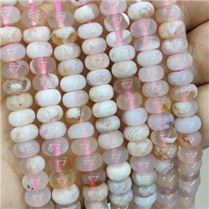 Natural Pink Sakura Agate Rondelle Beads Cherry Smooth, approx 5-8mm