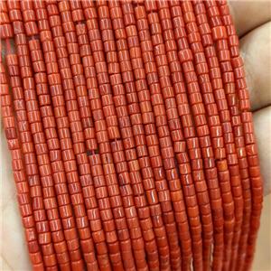 Natural Coral Tube Beads Orange Dye, approx 3mm