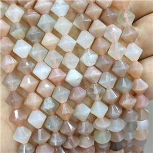 Natural Moonstone Bicone Beads Multicolor, approx 8mm