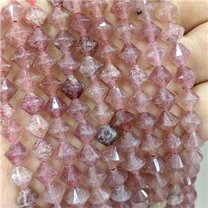 Natural Pink Strawberry Quartz Bicone Beads, approx 8mm