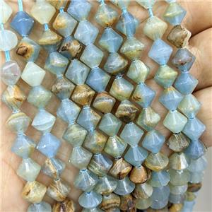 Natural Blue Calcite Bicone Beads, approx 8mm