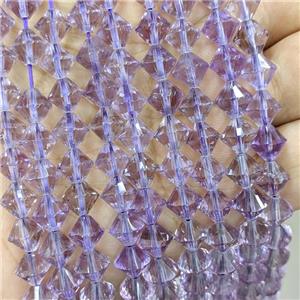 Natural Amethyst Bicone Beads Lt.Purple, approx 8mm