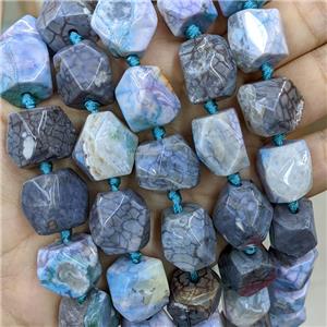 Natural Dragon Veins Agate Nugget Beads Lilac Dye Faceted Freeform, approx 15-16mm