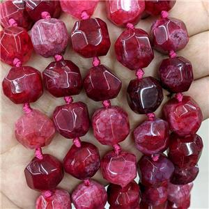 Natural Agate Nugget Beads Red Dye Faceted Freeform, approx 15-16mm