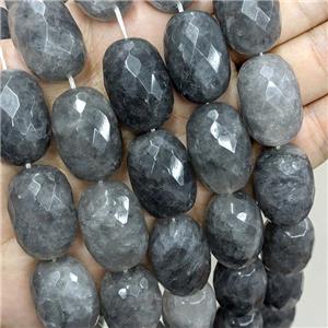 Natural Gray Cloudy Quartz Beads Faceted Barrel, approx 18-25mm