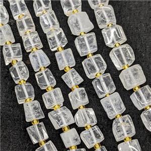 Natural Clear Quartz Cube Beads, approx 8-10mm